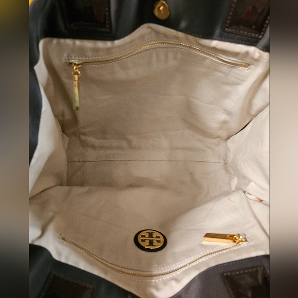 Tory Burch Brown Nylon Leopard Heart Tote Handbag EUC - Picture 4 of 16